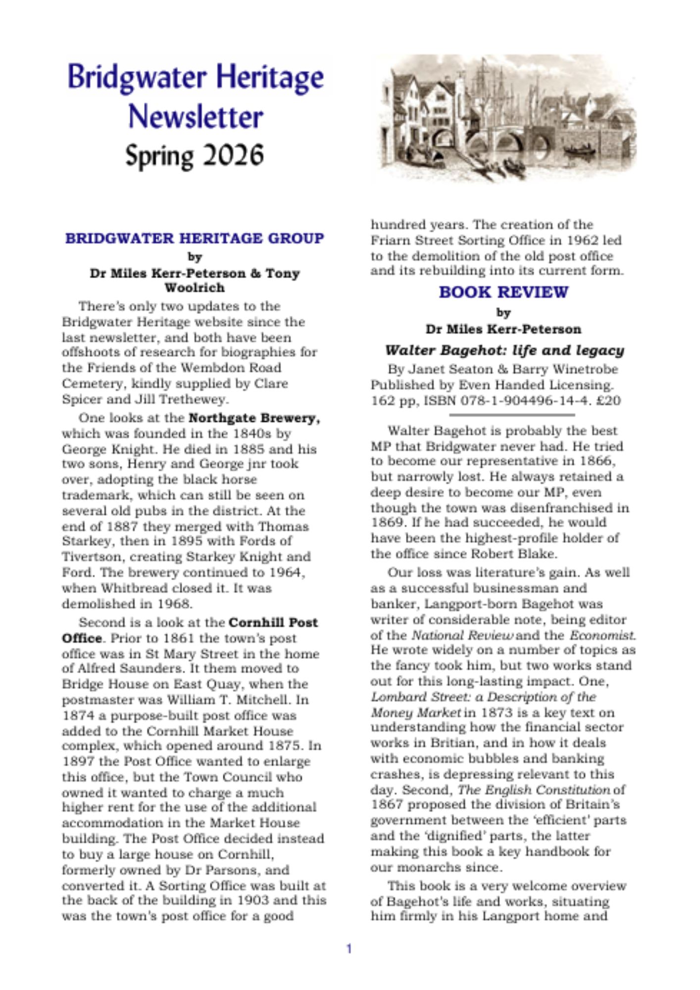 Bridgwater Heritage Newsletter Spring 2026 Cover
