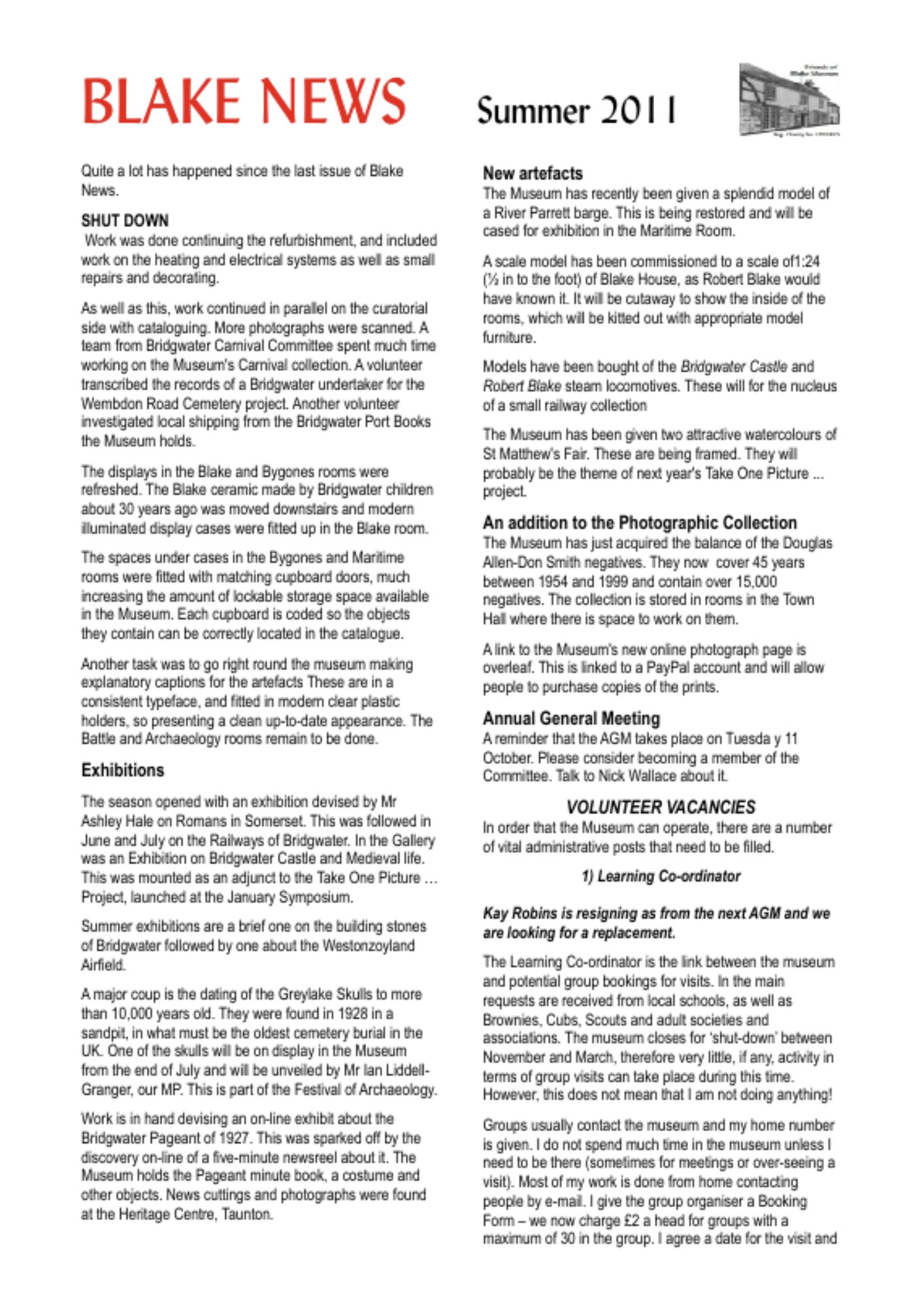Blake News Summer 2011 Cover