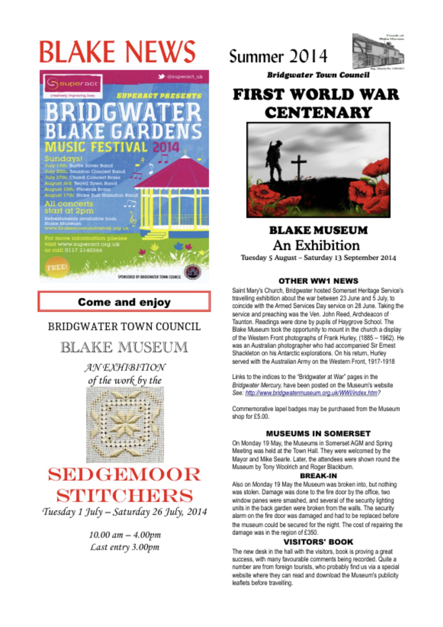 Blake News Summer 2014 Cover