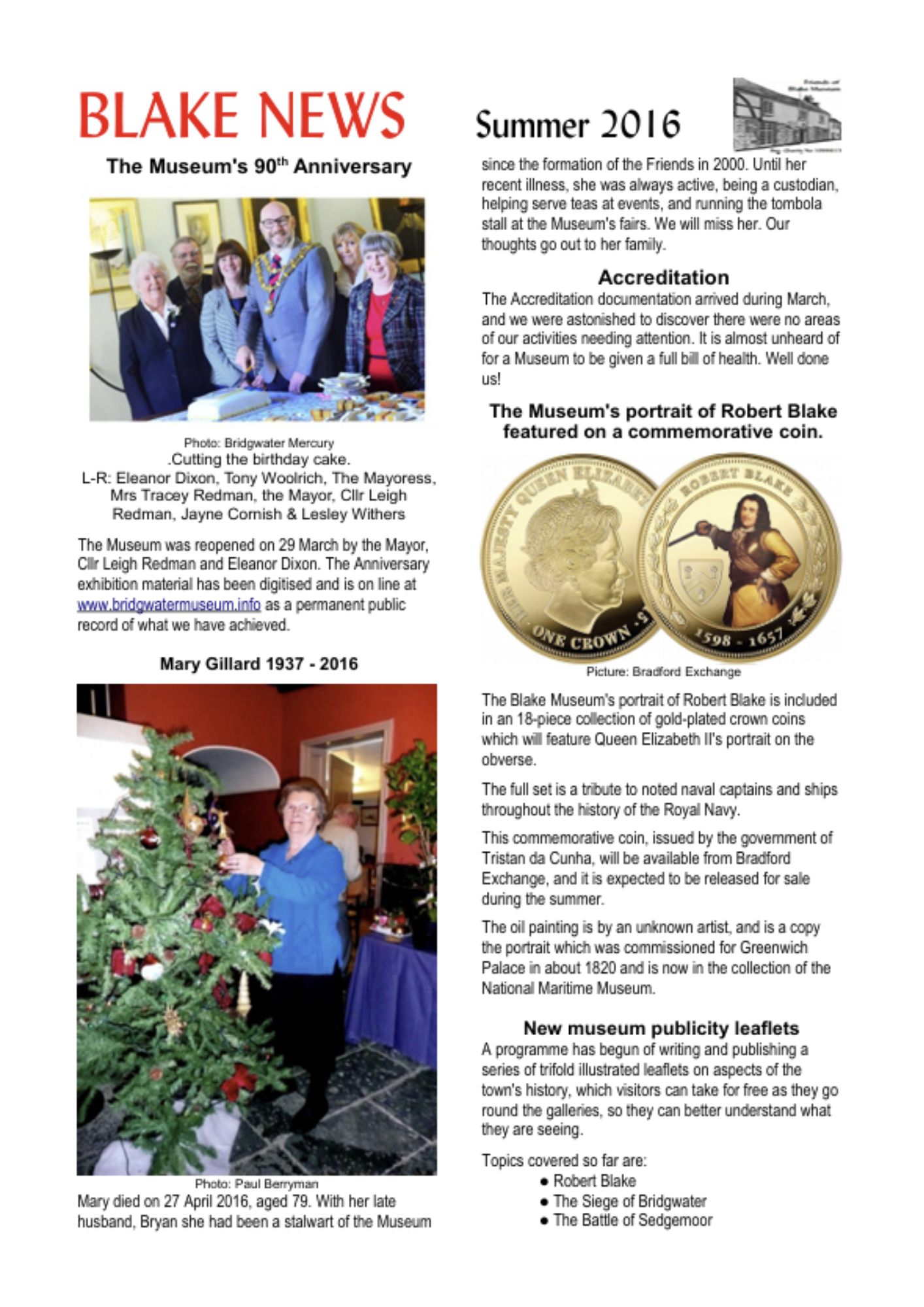 Blake News Summer 2016 Cover