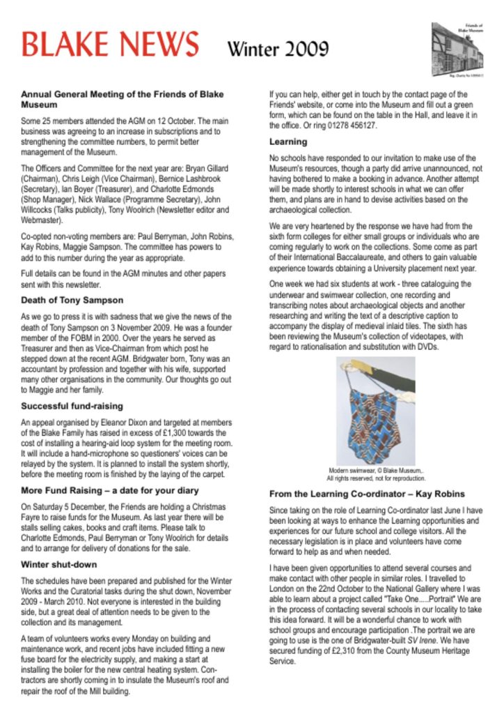 Blake News Winter 2009 Cover